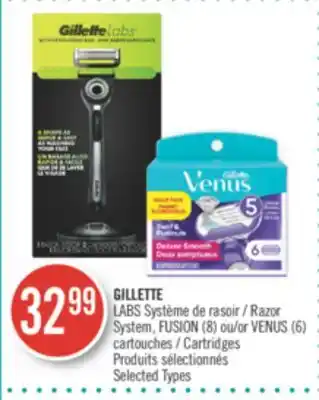 Pharmaprix Gillette razor system, fusion (8) or venus (6) cartridges offer