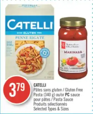 Pharmaprix Catelli gluten free pasta (340 g) or pc pasta sauce offer