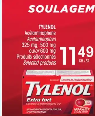 Uniprix Tylenol acétaminophène/ acetaminophen 325 mg, 500 mg ou/or 600 mg offer