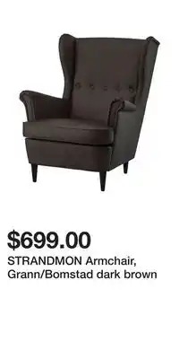 IKEA Strandmon armchair, grann/bomstad dark brown offer