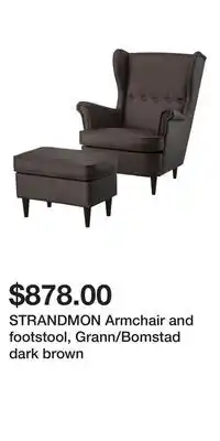 IKEA Strandmon armchair and footstool, grann/bomstad dark brown offer