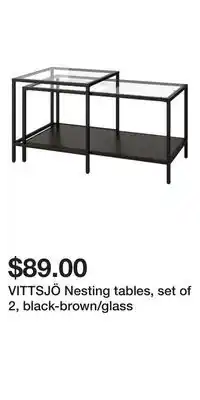IKEA Vittsjö nesting tables, set of 2, black-brown/glass offer