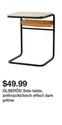 IKEA Olseröd side table, anthracite/birch effect dark yellow offer