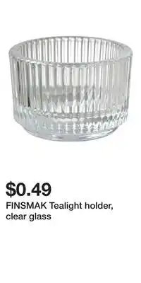 IKEA Finsmak tealight holder, clear glass offer