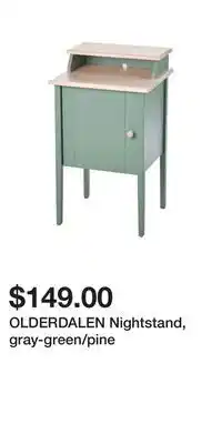 IKEA Olderdalen nightstand, gray-green/pine offer