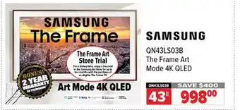 2001 Audio Video Samsung 43 the frame art mode 4k qled offer