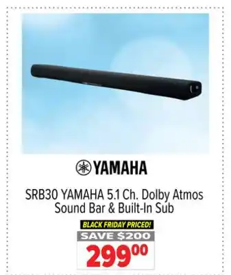 2001 Audio Video Yamaha 5.1 ch. dolby atmos sound bar & built-in sub offer