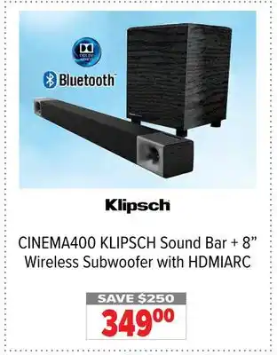 2001 Audio Video Klipsch sound bar + 8 wireless subwoofer with hdmiarc offer