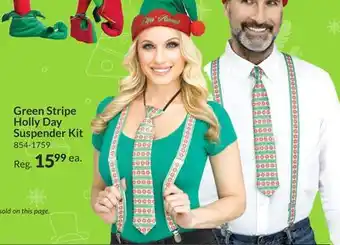 Party City Adult christmas green stripe holly day suspender kit offer