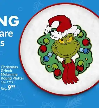 Party City Christmas traditional grinch melamine round platter offer