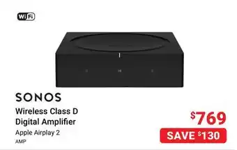 Visions Electronics Sonos wireless class d digital amplifier offer
