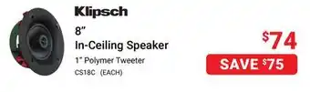 Visions Electronics Klipsch 8 in-ceiling speaker offer