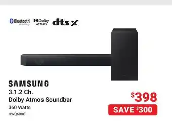 Visions Electronics Samsung 3.1.2 ch. dolby atmos soundbar offer
