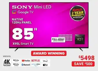 Visions Electronics Sony x95l smart tv 85 offer