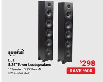 Visions Electronics Soundstage dual 5.25 tower loudspeakers offer