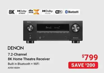 Visions Electronics Denon 7.2-channel 8k home theatre receiver offer