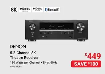 Visions Electronics Denon 5.2-channel 8k theatre receiver offer