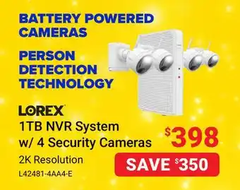 Visions Electronics Lorex 1tb nvr system w/ 4 security cameras offer