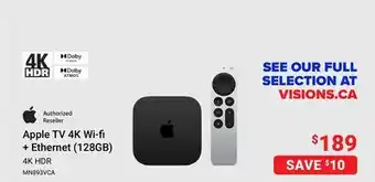 Visions Electronics Apple tv 4k wi- + ethernet (128gb) offer