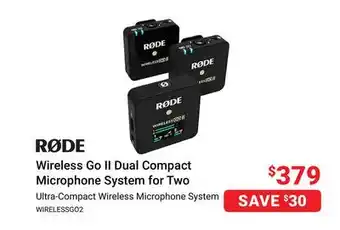 Visions Electronics Rode wireless go ii dual compact microphone system for two offer