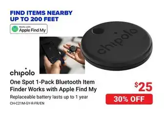 Visions Electronics Chipolo one spot 1-pack bluetooth item finder works with apple find my offer