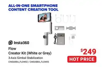 Visions Electronics Insta360 flow creator kit (white or grey) offer