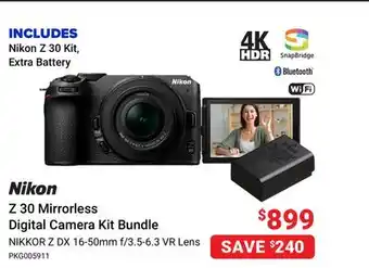 Visions Electronics Nikon z 30 mirrorless digital camera kit bundle offer