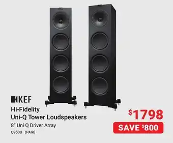 Visions Electronics Kef hi-fidelity uni-q tower loudspeakers offer
