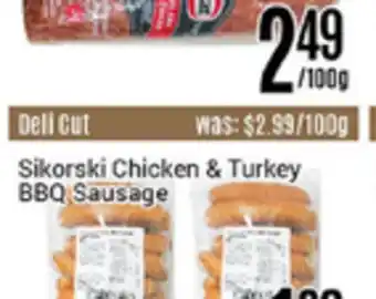 Nations Fresh Foods Sikorski chicken & turkey bbq sausage offer