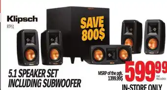 Centre Hi-Fi Klipsch 5.1 speaker set including subwoofer offer