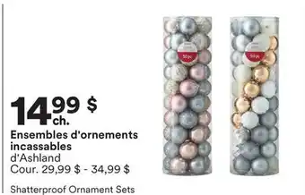 Michaels Ensembles d'ornements incassables d'ashland offer