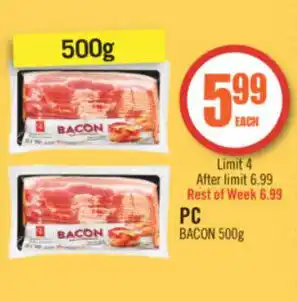 Shoppers Drug Mart PC BACON 500g offer
