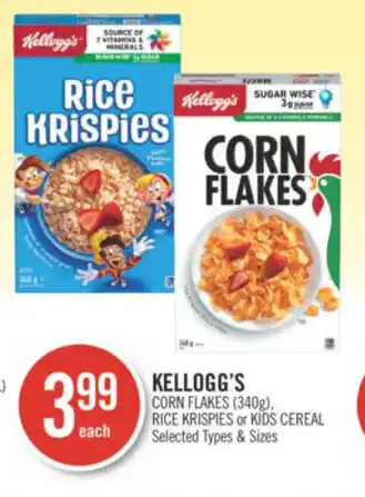 Shoppers Drug Mart KELLOGG'S CORN FLAKES (340g), RICE KRISPIES or KIDS CEREAL offer
