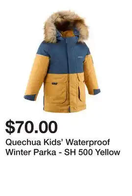 Decathlon Quechua kids' waterproof winter parka - sh 500 yellow offer
