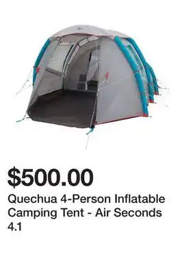 Decathlon Quechua 4-person inflatable camping tent - air seconds 4.1 offer