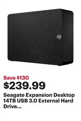 Best Buy Seagate expansion desktop 14tb usb 3.0 external hard drive (stkp14000400) offer