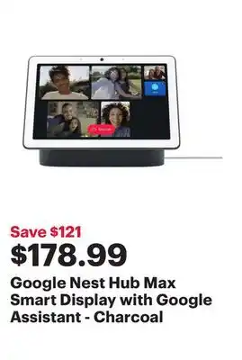Best Buy Google nest hub max smart display with google assistant - charcoal offer