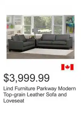 Costco Lind furniture parkway modern top-grain leather sofa and loveseat offer