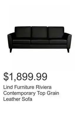Costco Lind furniture riviera contemporary top grain leather sofa offer