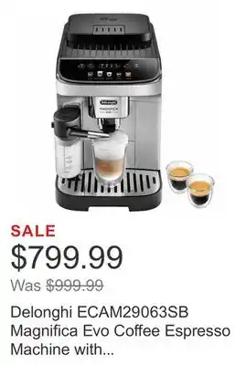 Costco Delonghi ecam29063sb magnifica evo coffee espresso machine with automatic milk frother offer