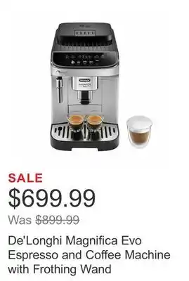 Costco De'longhi magnifica evo espresso and coffee machine with frothing wand offer