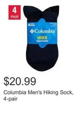 Costco Columbia men's hiking sock, 4-pair offer