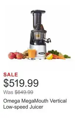 Costco Omega megamouth vertical low-speed juicer offer