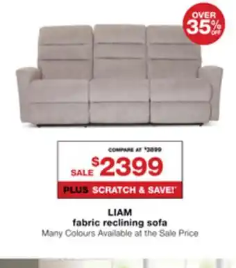 La Z Boy Liam fabric reclining sofa offer