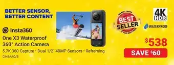 Visions Electronics Insta360 one x3 waterproof 360° action camera offer