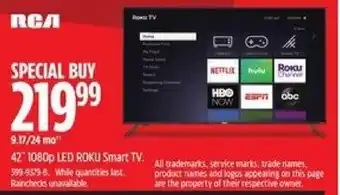 Canadian Tire RCA 42" 1080p LED ROKU Smart TV offer