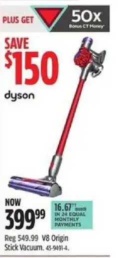 Canadian Tire V8 Origin Stick Vacuum offer