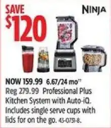 Canadian Tire Professional Plus Kitchen System with Auto-iQ, Includes single serve cups with lids for on the go offer