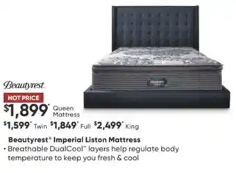Sleep Country Beautyrest imperial liston mattress offer