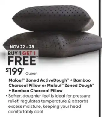 Dormez Vous Malouf zoned activedough + bamboo charcoal pillow or malouf zoned dough + bamboo charcoal pillow offer